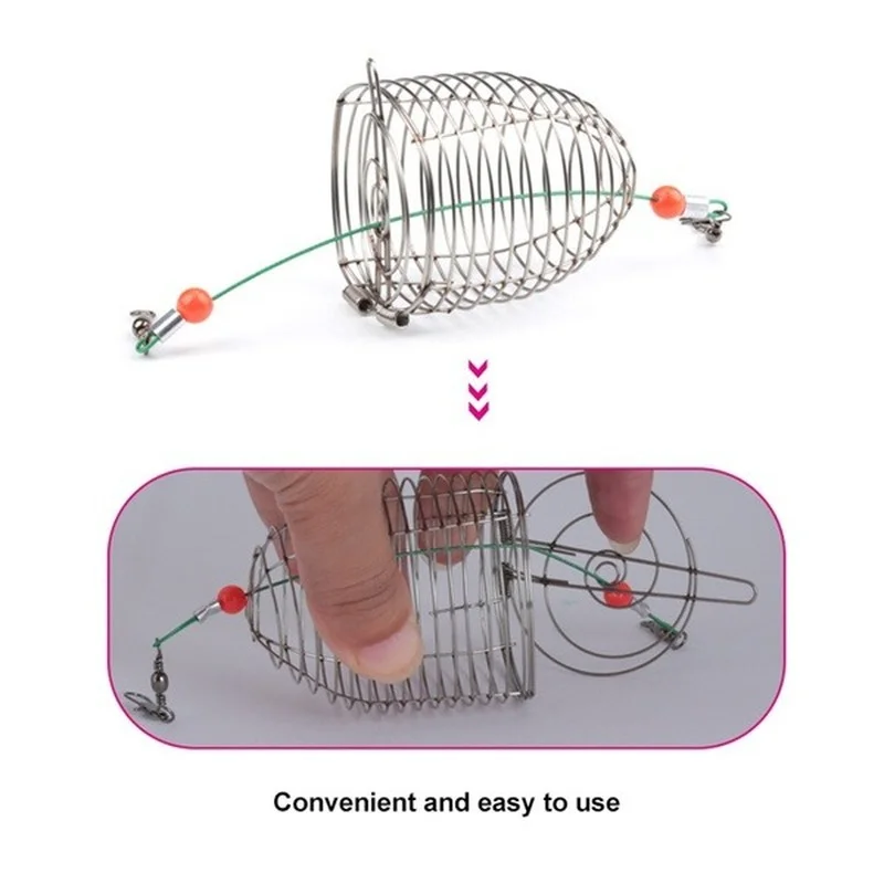 Fishing Accessories Fish Small Stainless Steel Bait Cage Basket Feeder Holder Fishing Lure Cage