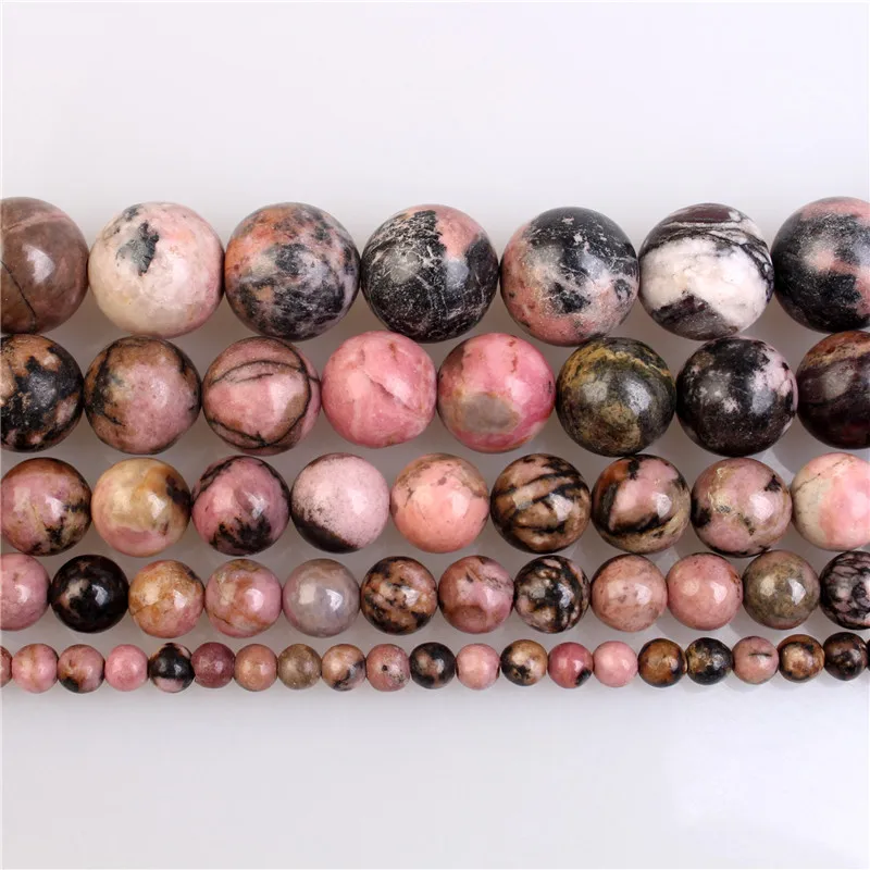 Natural Stone Red Black Rhodonite smooth Round Loose Beads 15&quot Strand 6 8 10 12MM Pick Size For Jewelry Making | Украшения и