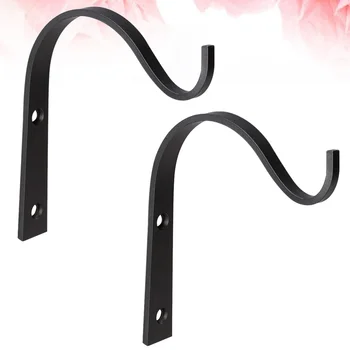 

2pcs Flower Basket Hook Iron Bending Plant Hanging Bracket Sturdy Wall Coat Hanger