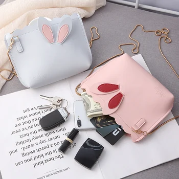 

APP BLOG Fashion Cute Rabbit Design Women Handbag Messenger Bags Waterproof Shoulder Crossbody Bag Phone Key Metal Chain For Bag