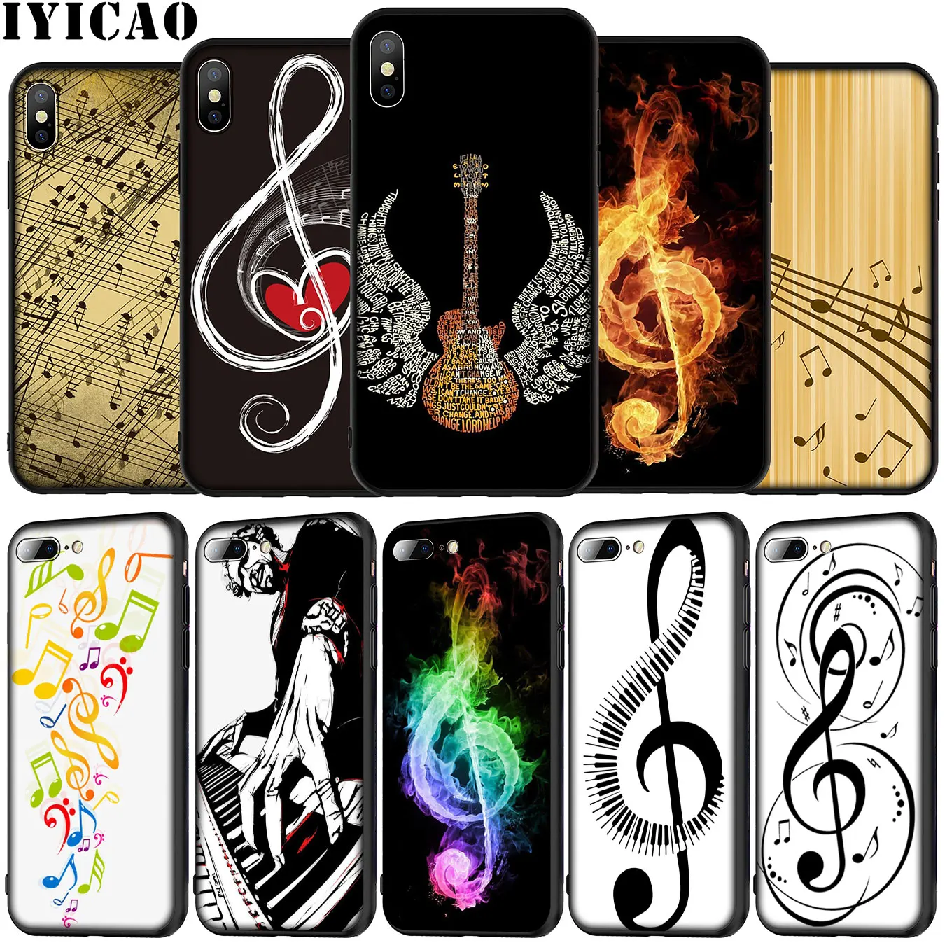 music key and notes Style Thin Soft Silicone Phone Case for iPhone 12 Mini XR X XS 11 Pro Max 5 5S SE 6 6S 7 8 Plus Black Cover | Мобильные
