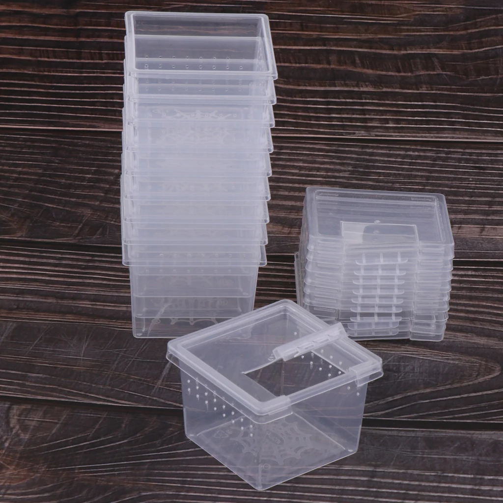 

10x Reptile Vivarium Terrarium Breeding Tank Plastic Feeding Rearing Box