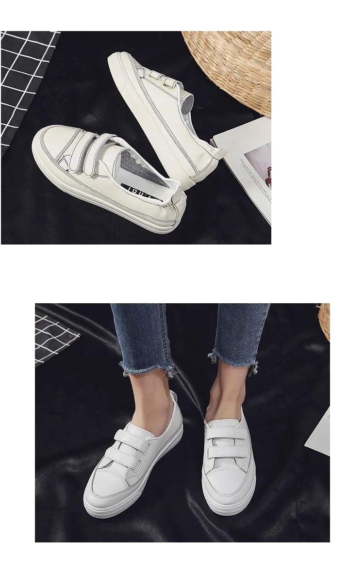 Белые туфли; Лидер продаж года; женская обувь; сезон весна-лето; повседневная обувь на застежке-липучке в Корейском стиле; стиль знаменитостей; универсальная обувь