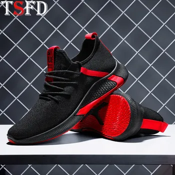

Trendy Shoes Men Fashion Shoes Comfortable Casual Mens Shoes Outdoor Sneakers Shoes for Man Red Lace Up Fly Weaving Footwear S13