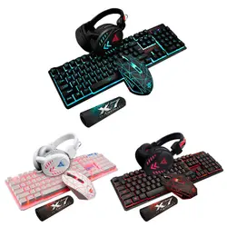 Teclado con cable USB para juegos, alfombrilla de ratón iluminada, retroiluminación, auriculares, Pc, K59, 4 unids/set por juego
