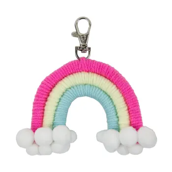 

Home Rainbow Keychain Rattan Bag Charm Tassel Decoration Wall-mounted Photo Props Woven Rainbow Clouds