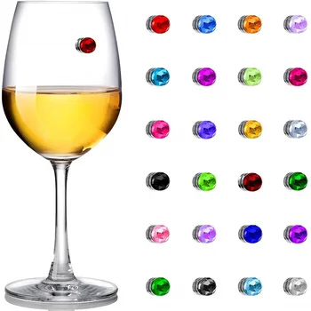 

24Pcs Crystal Magnetic Wine Glass Charms Sign Drink Marker For Bachelorette Party Holiday Glass DIY Goblet Wine Glass Decoration