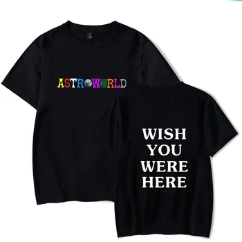 

New Fashion Hip Hop T Shirt Men Women Travis Scotts ASTROWORLD Harajuku T-Shirts WISH YOU WERE HERE Letter Print Tees Tops