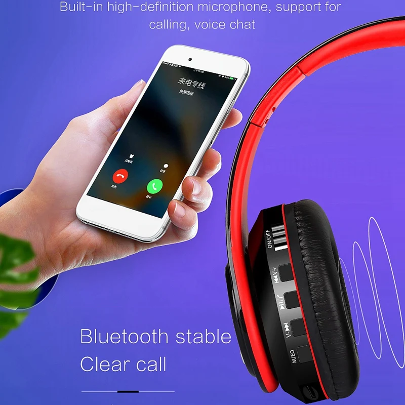 B3 Bluetooth Headset Hi Fi Stereo Wireless Card Foldable Bluetooth Headset with Wire Mode Built In Micro phone