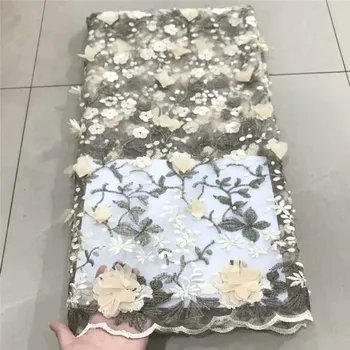 

2019 Latest 3D French Laces Fabric Nigeria Lace Fabric High Quality African Tulle Lace Fabric For Wedding Party Dresses df66-112