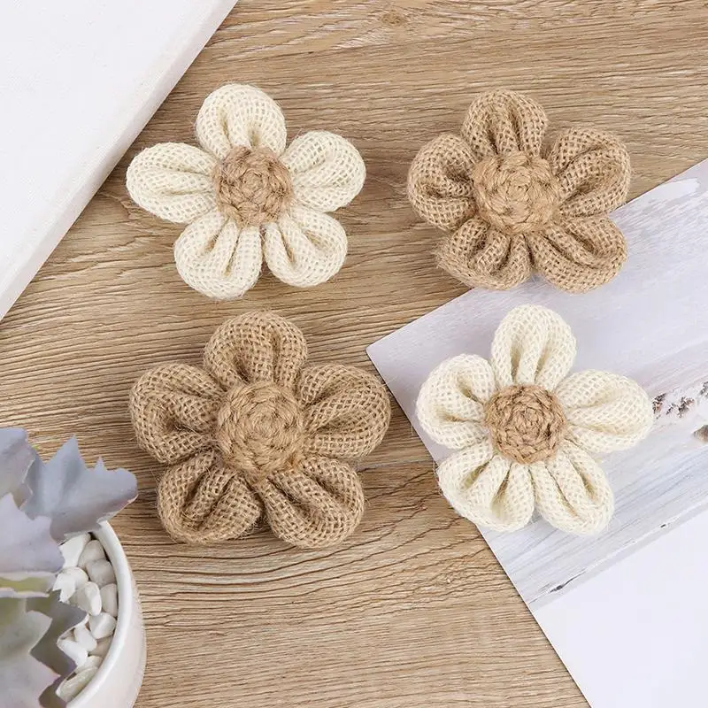 5 шт. Hessian розы Букет из мешковины Свадебный декор DIY Подарочные Упаковочные