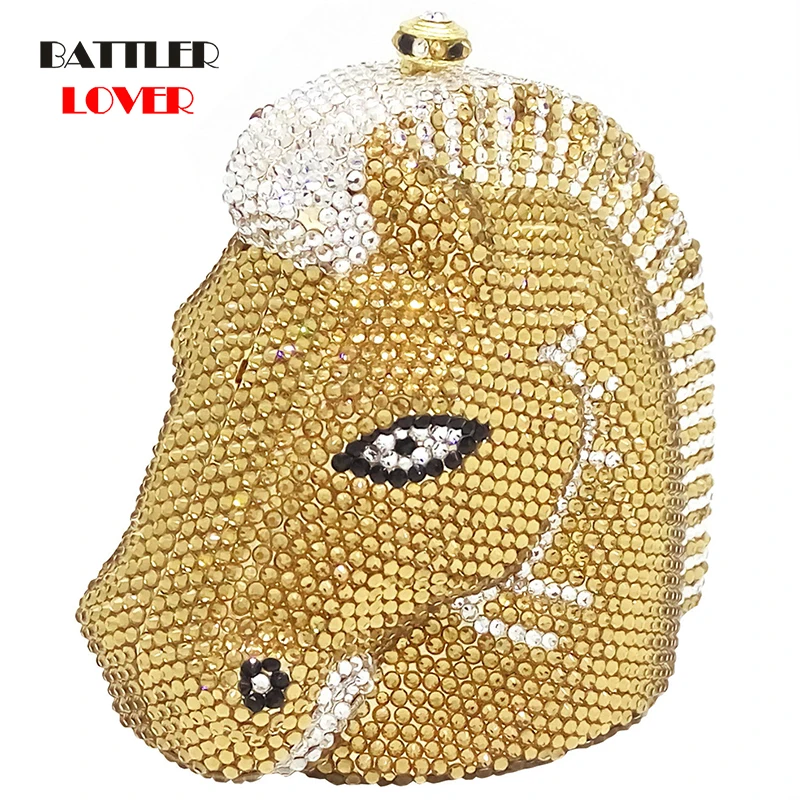 Luxury Diamond Bag Elegant Zebra & Horse Head Women Mini Crystal