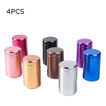 

4pcs MixColor Tin Storage Box Round Shaped Sealed Jar Cans Coffee Tea Caddy Tea Iron Box Tinplate Container for Gift Supplies