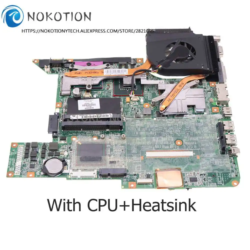 NOKOTION 460900-001 446476-001 For HP Pavilion DV6000 DV6500 DV6700 Laptop Motherboard DA0AT3MB8F0 DDR2 With CPU+Heatsink | Компьютеры и