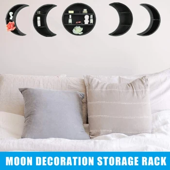 

Newly Hanging Wooden Shelf Wall Mounted Floating Moon Shelves Home Wall Decor for Living Room Bedroom Bathroom Kitchen