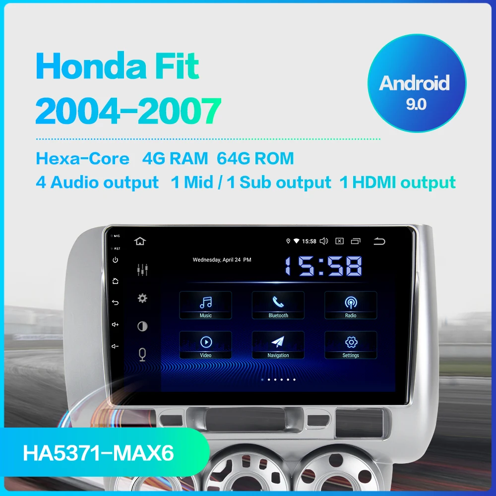 Автомобильный радиоприемник 1 din Android 9,0 для Honda Jazz Fit 2004 2005 2006 2007 2008 gps навигации " 1080 P аудио TDA7850 HDMI DSP