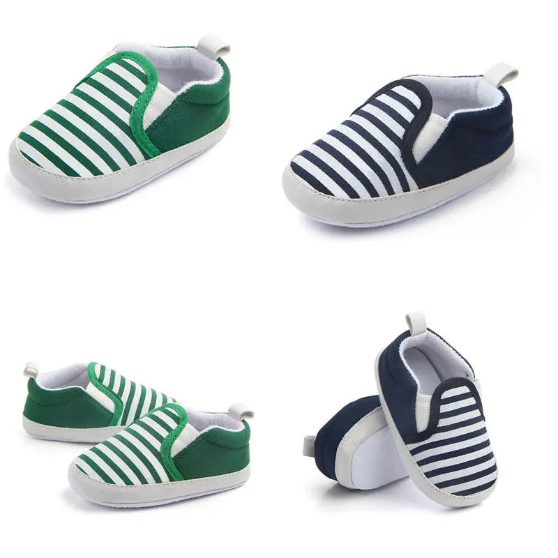 Infant Newborn Baby Boys Girls Soft Sole Canvas Pram Shoes Trainers Prewalker