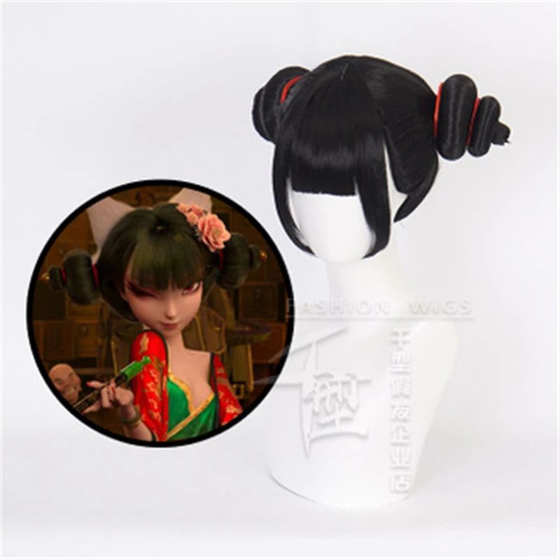 

White Snake Cartoon Character Cosplay Wigs Black Bangs Short Hair Photographic Props Wig
