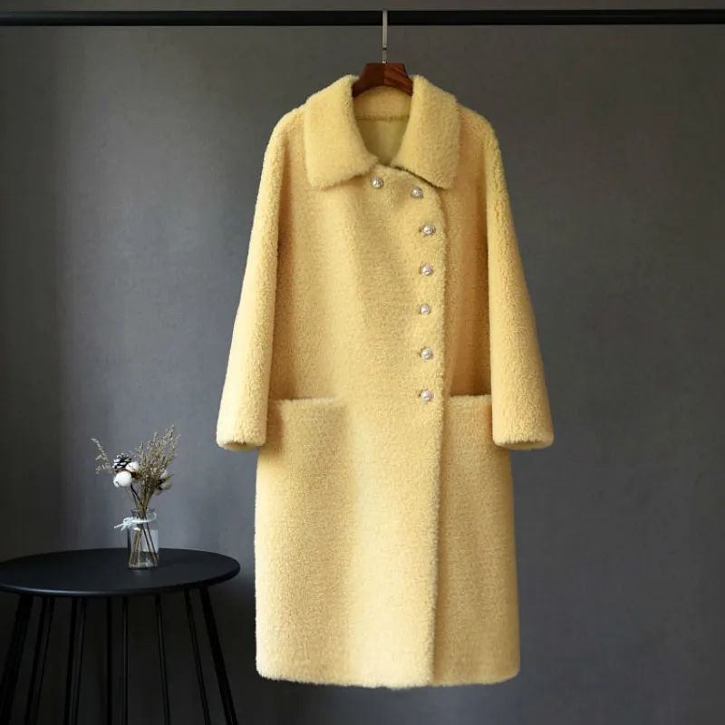 

Real Fur Coat Female 100% Wool Jacket Autumn Winter Coat Women Clothes 2020 Sheep Shearling Long Tops Suede Lining ZT4413