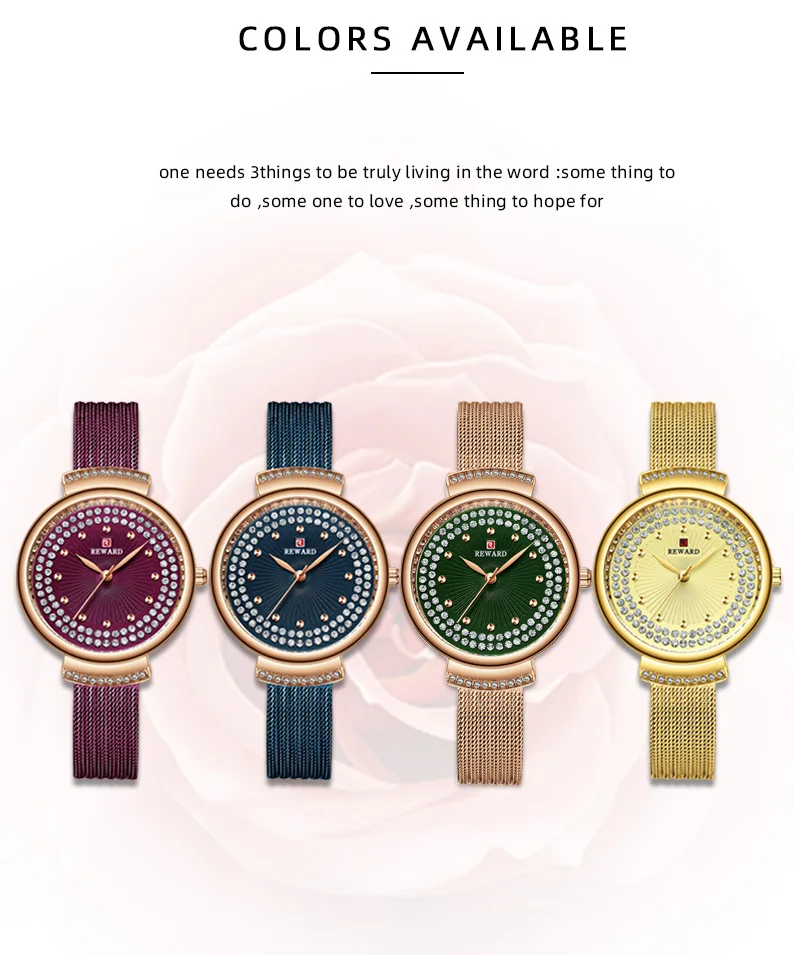 Награда бренд Женские Романтические наручные часы роскошные женские кварцевые часы из нержавеющей стали 30 м водонепроницаемые Модные Relogio Feminino
