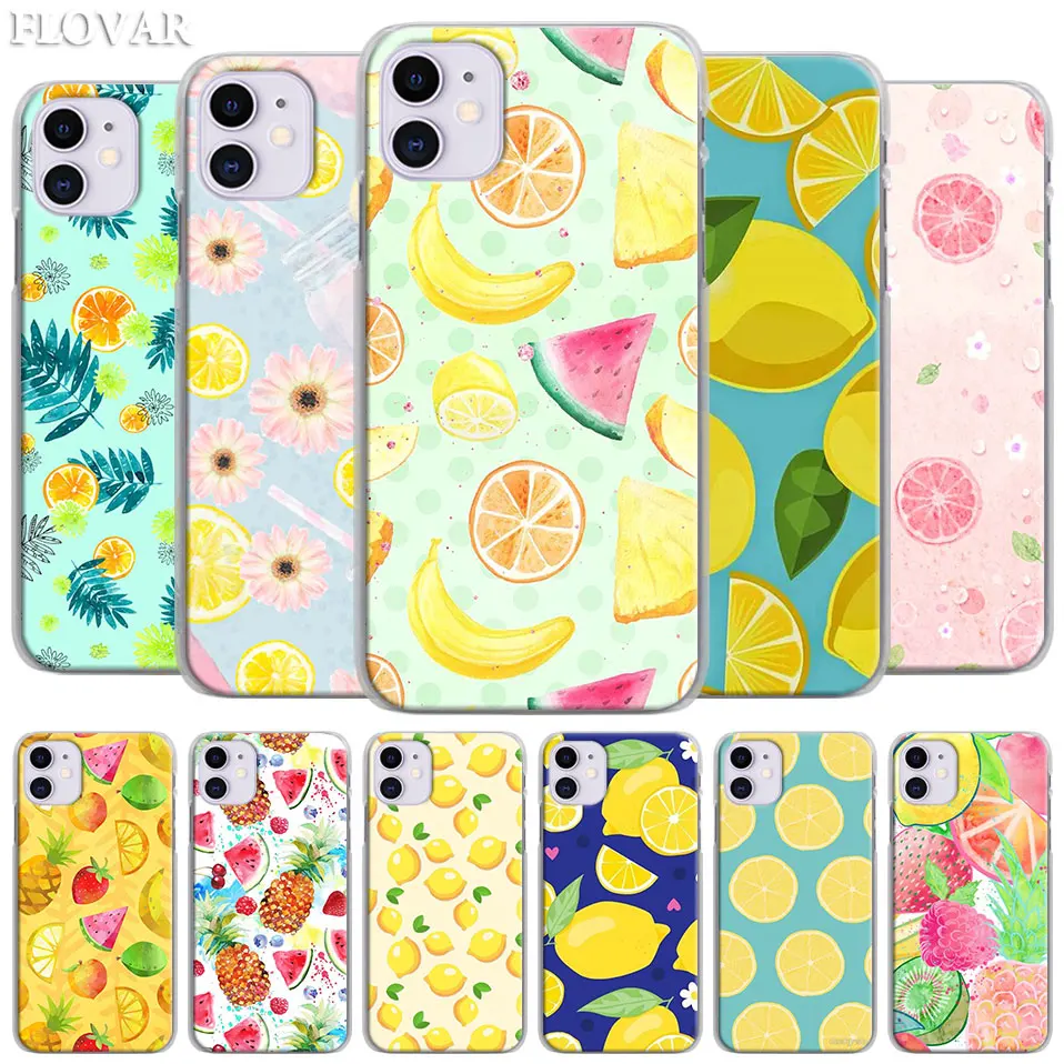 

Summer fruit lemon watermelon pineapple Case for Apple iPhone 11 Pro 11 Pro MAX X XR XS MAX 7 8 6 6s Plus 5S SE Hosing Cover Coq