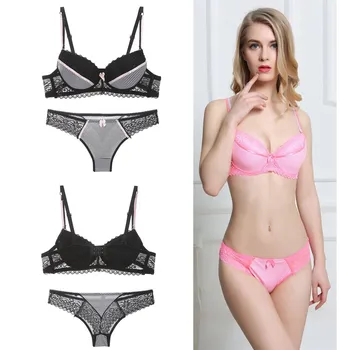 

Women‘s Thong Bra Set Push Up Underwear Lingerie Set 2020 Stripe Sexy Lace Bra and Panties Set Deep V Plus Size