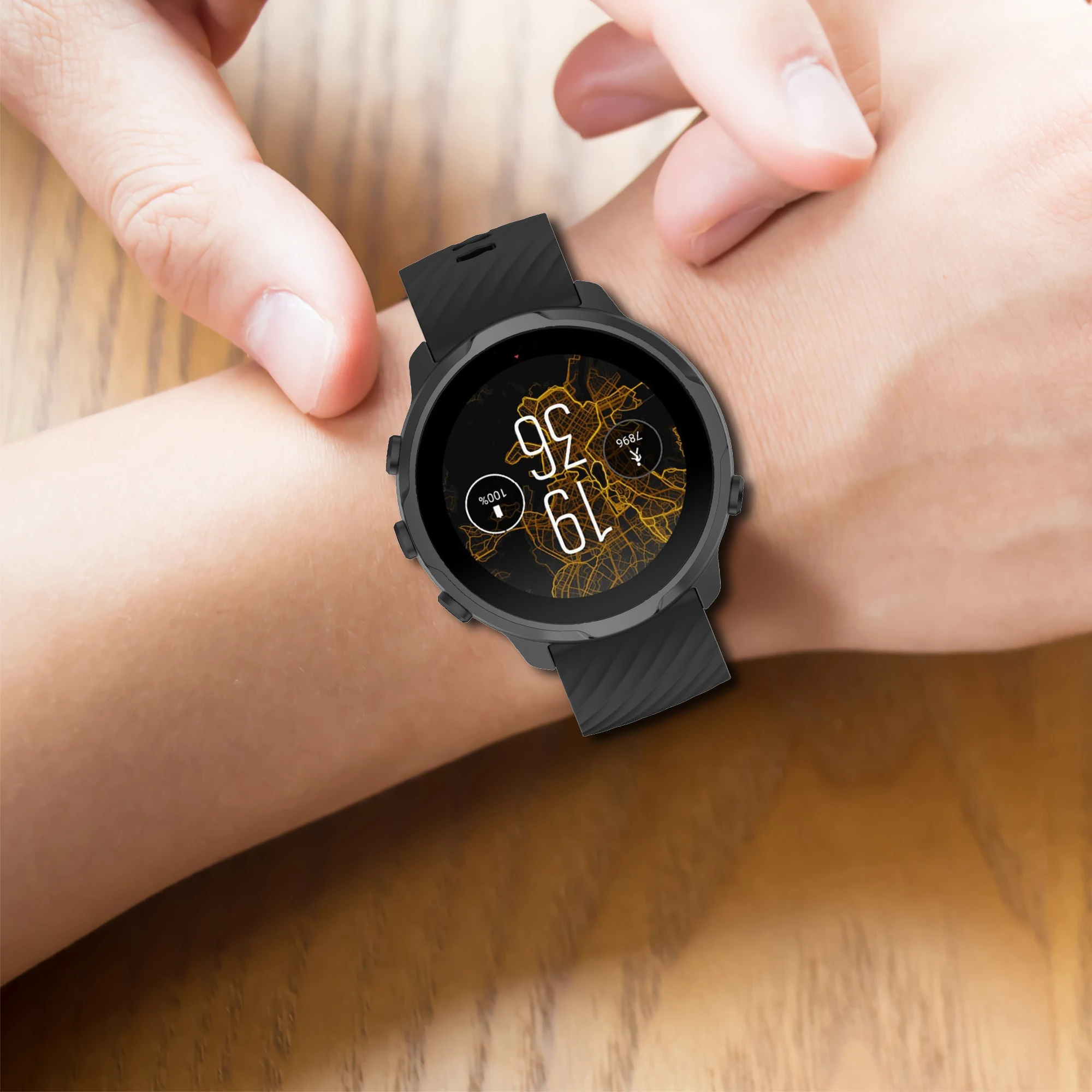 Suunto 7/Suunto 9 교체 용 손목 밴드 용 24mm Suunto 9 Baro/9 Spartan/9 GPS 시계 밴드 용 소프트 실리콘 스포츠 시계 스트랩