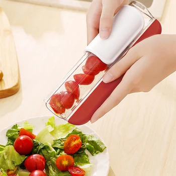 

Multifunctional Kitchen Tools Cocina Accesory Plastic Hand Press Slicer Cherry Tomato Cutter Grape Cutting Holder Kitchen Tool