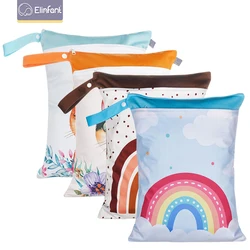 Elinfant bolsa de fralda de bebê, estampada com posição digital, úmida, bolso, 30*40 cm, bolso duplo, sacola de viagem