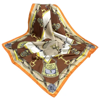 

90x90cm Female Neck Euro Style Elegant Square Women Satin Shawl Soft Printed Imitated Silk Head Scarves Travel Indoor Outdoor