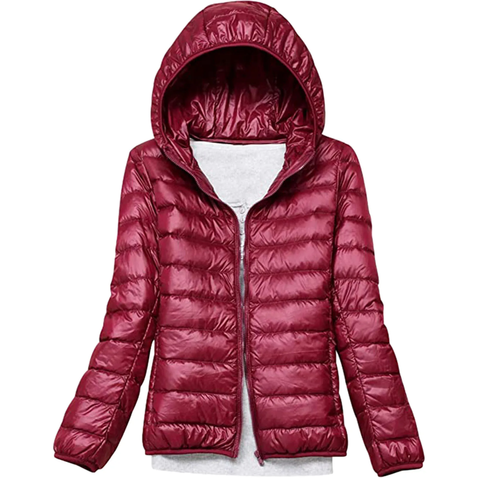 Chaqueta con capucha de algodón para mujer, de talla grande abrigo grueso, prendas de vestir acolchadas de manga larga, chaquetas ajustadas informales para invierno 4