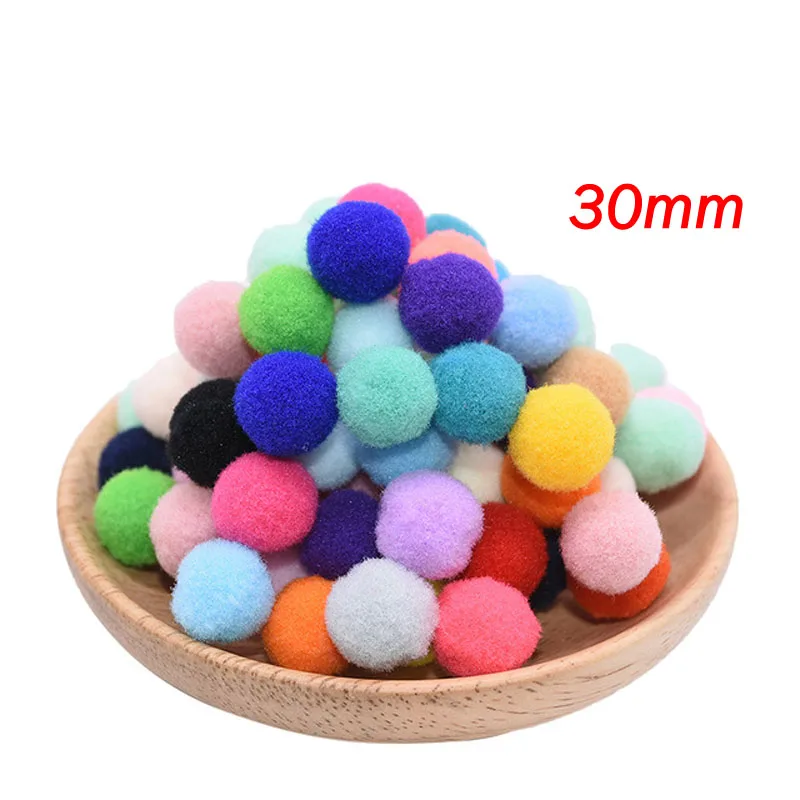 100Pcs Size 8-30mm Mixed Woolen Pompoms Decoration Crafts Fluffy Plush DIY Dolls Handmade For Diy Home Decor Sewing Supplies - Цвет: 30mm-20Pcs