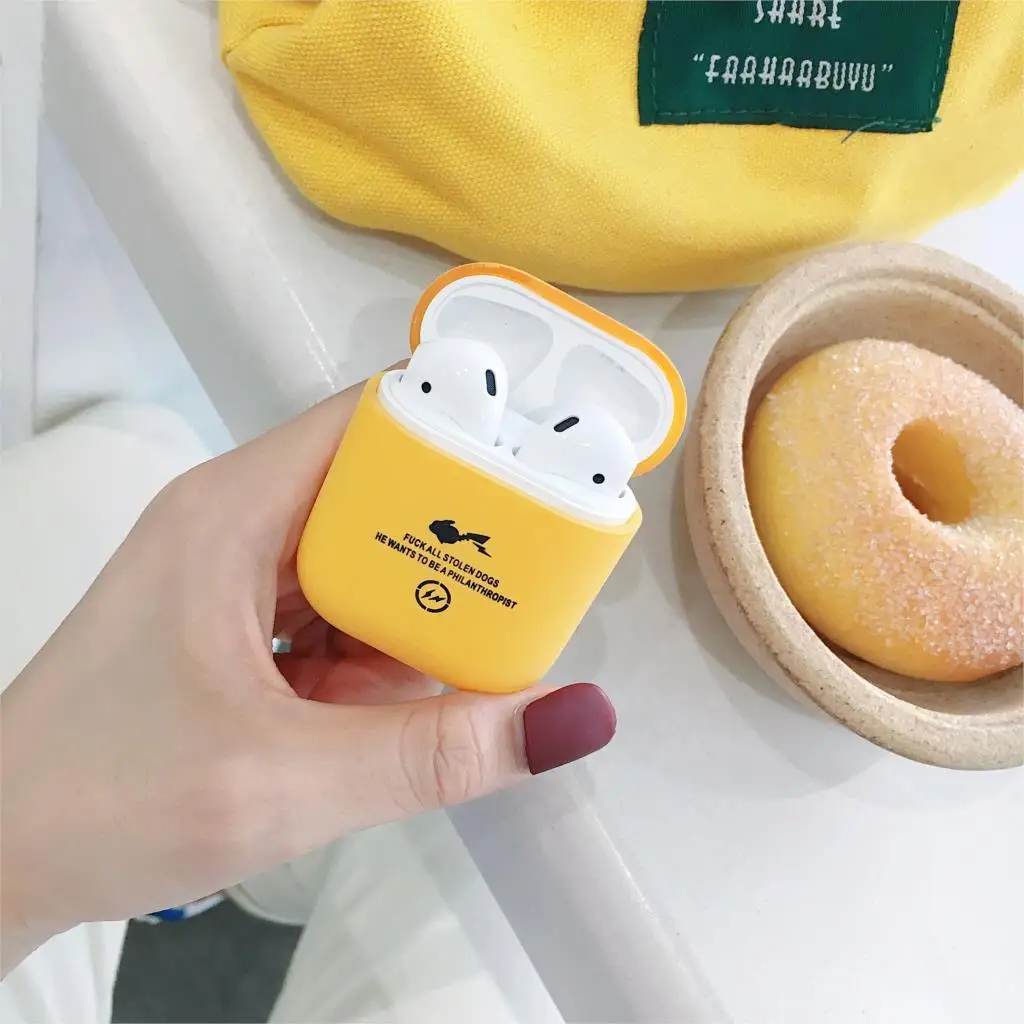 Wireless Bluetooth Earphone Cartoon Cute Pc Case For Apple AirPods Headphones Cases For Airpods 1 2 pc hard Protective Cover - Цвет: Yellow