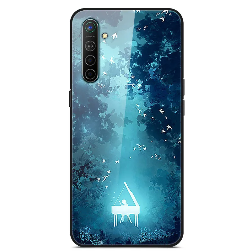 Для OPPO Realme X2 чехол с милым рисунком стекло Жесткий задняя обложка чехлы для OPPO Realme XT чехол RealmeXT Мягкий Бампер RealmeX2 X 2 funda - Цвет: 13