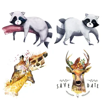 

Giraffe Raccoon Clothing Stickers Iron On Patches Diy Heat Transfers Patch For Clothes Boy Girl T-shirt Appliques Decoration