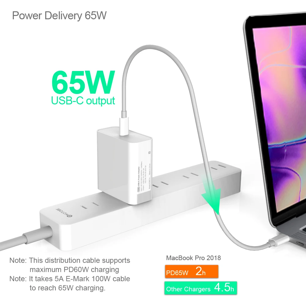 18 Вт 30 Вт 45 Вт 60 Вт 65 Вт USB-C адаптер питания 3а кабель, PD/QC3.0 зарядное устройство для xiaomi huawei MacBook iPhone/iPad s9/10(и C-C кабель