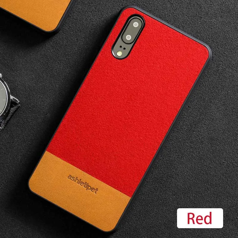 Чехол для телефона из натуральной кожи для huawei P10 P20 Lite Pro Чехол из воловьей кожи и замши для mate 9 10 Pro Honor 9 V9 V10 чехол - Цвет: Красный