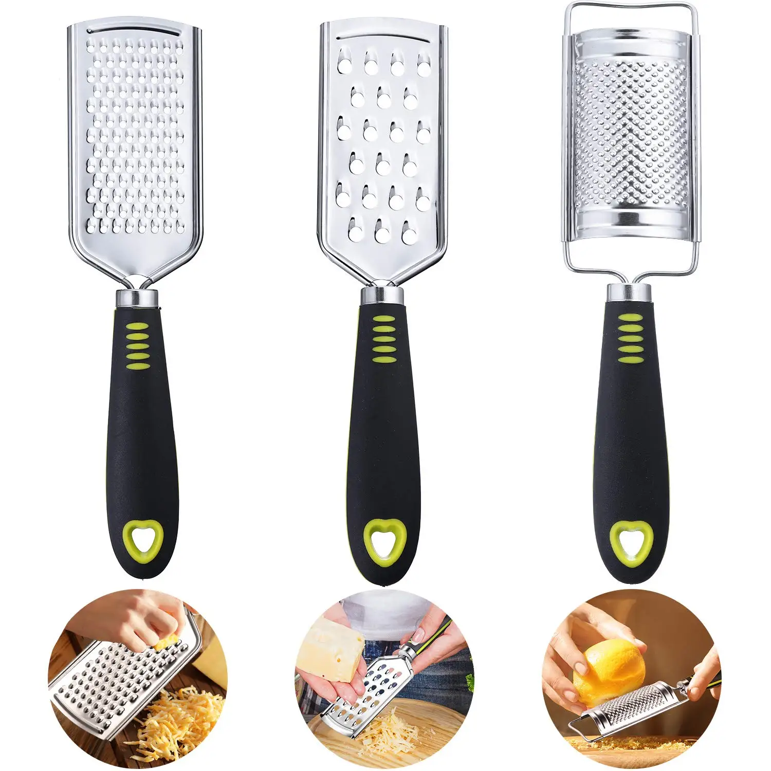 3pcs Multi purpose Stainless Steel Cheese Grater Handheld Lemon Zester Cheese Chocolate Butter
