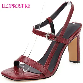 

Lloprost ke 2020 Women Sandals Brand Quality Solid Color Summer Shoes Woman Consise Square Heeled Sweet New Arrival Shoes Woman