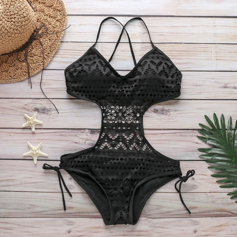 

Sexy Lace Women Split Swimwear Hollow Back Bathing Suit One Pieces Swimsuit Halter Monokini Summer maillot de bain femme Beach