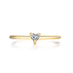 Elegant Heart-Shaped Gold-Tone Zircon Dainty Ring for Women - Romantic Fashion Jewelry (Gold color KBR014-1)