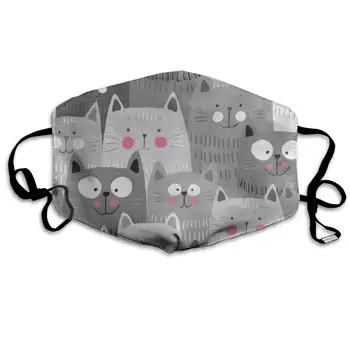 

Face Mask Gray Hipster Cat Kitten Unique Cycling Half Face Earloop Dust Mask For Men
