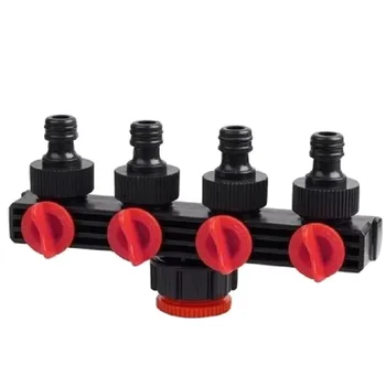 

4 Way Faucet Hose Pipe Connectors Splitter Drip for Garden Home Irrigation Water Valve