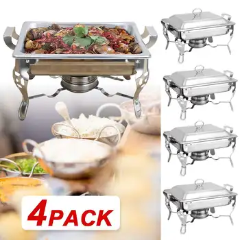

6L Stainless Steel Square Heating Buffet Stove Buffy Furnace Breakfast Insulation Furnace Restaurant Food Holding for Wedding