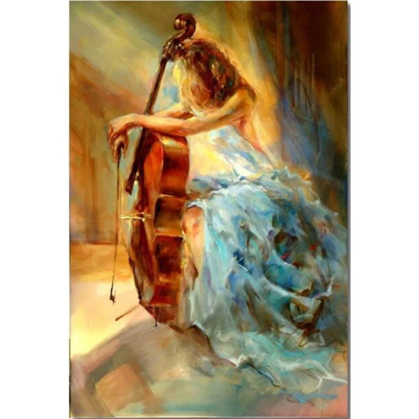 5D Diy Diamond Painting Cross Ctitch Kits Wall Sticker Abstract Cello Girl art Mosaic Embroidery Craft Gift FC341 | Дом и сад
