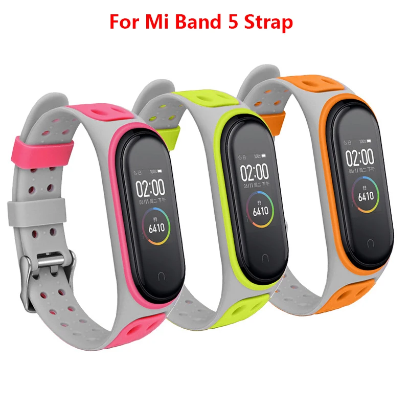 Смарт браслет для Xiaomi MiBand 5 ремешок Спортивные Силиконовые часы наручные Mi Band Correa
