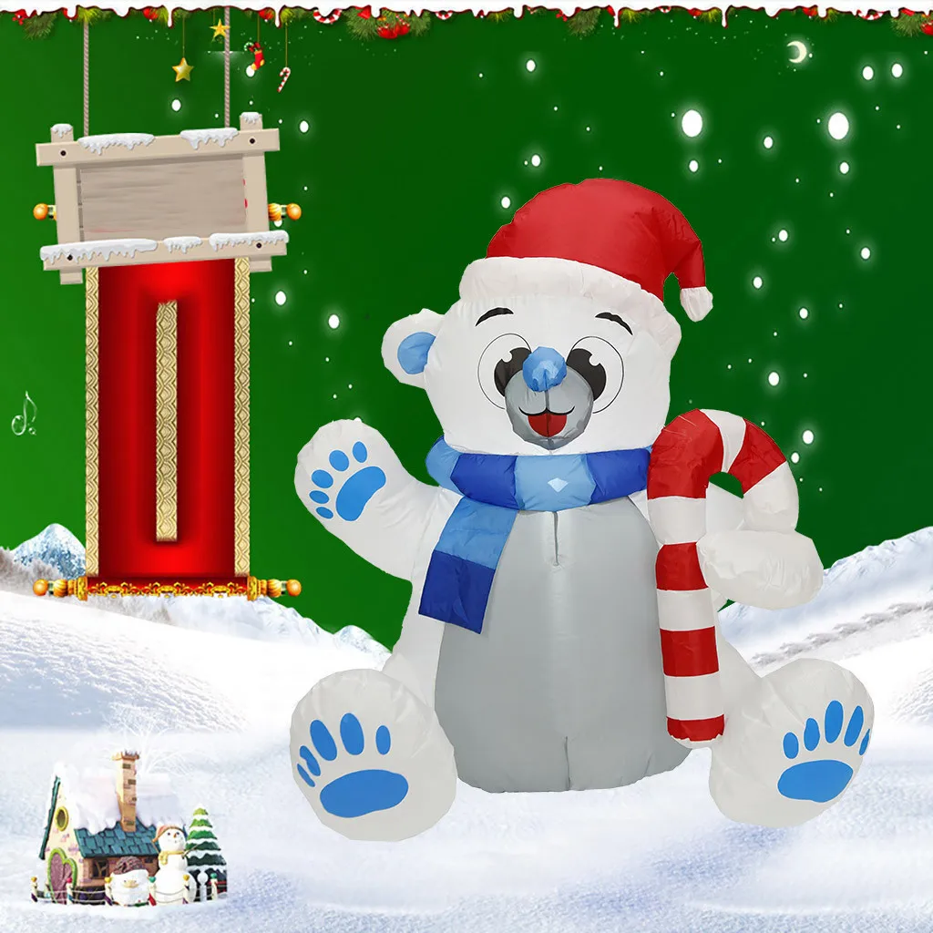 Светодиодный Рождественский надувной медведь Санта Клаус, семейная светящаяся игрушка для украшения двора, рождественский подарок, игрушки для детей, детские игрушки# E30 - Цвет: white1
