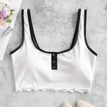 ZAFUL Бикини-топ в рубчик с окантовкой на пуговицах