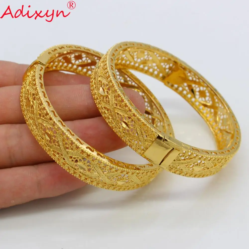 Adixyn изысканный узор Браслет-манжета для женщин/мужчин Золотой Дубай браслет свадебное украшение подарки N080825