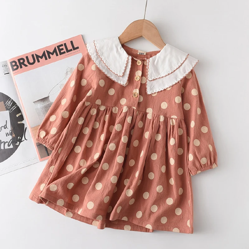 Bear Leader Casual Kid Clothes Girl Long Sleeve Dresses Spring Autumn Cute Costumes for Children 2-7Y Dots Pattern Girls Outfits | Детская